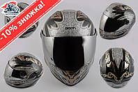 Шлем-интеграл (mod:B-500) (size:XL, черно-серый, зеркальный визор, DARK ANGEL) BEON