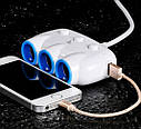 Автомобильное зарядное устройство Hoco C1 3in1 2USB разветвитель прикуривателя, белый, фото 4