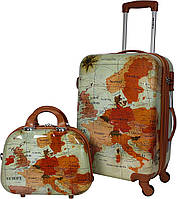 Набір 2 чемоданів ручної поклажі World Traveller Europe з замком TSA, коричневий