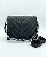 Женская сумка с ручкой и ремешком «Сара» из экокожи черного цвета Welassie