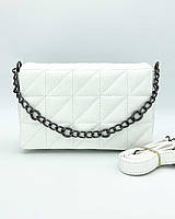 Женская стеганая сумка клатч через плечо с ручкой-цепочкой «Донна» экокожа белого цвета Welassie