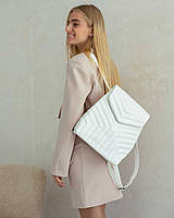 Женский белый рюкзак-сумка стеганый «Луки» мягкий из экокожи Welassie