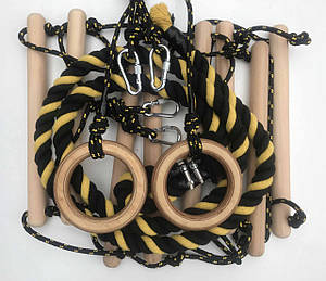 Дитячий навісний набір (кільця, канат, сходи) DNN-3К-2.2 М (жовто-чорний)