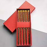 Елегантний набір дерев'яних паличок із золотим краєм (5пар), фото 2