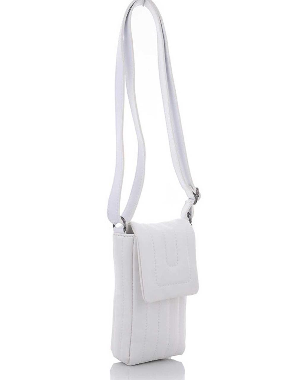 Маленька жіноча сумка клатч на плече "Тотті" стьобана екошкіра білого кольору Welassie