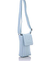 Жіноча стьобана сумка-клатч на плече "Тотті" екошкіра блакитного кольору Welassie