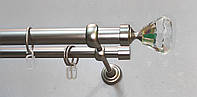 Карниз для штор металлический КРИСТАЛЛ двойной 25+19мм 1.6м Цвет Сатин Никель