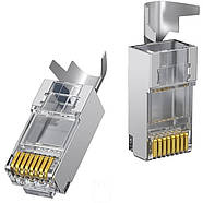 Конектори до патч-корду RJ45 FTP Cat7 10шт UGREEN Shielded Modular Ethernet Plug Gold-plated 50U (NW193), фото 2