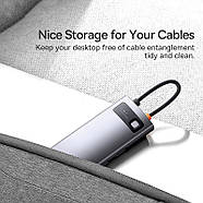 USB Хаб Baseus 4в1 Metal Gleam Series Type-C Hub 4xUSB3.0 (сірий), фото 4