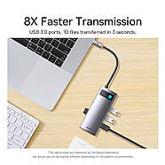 USB Хаб Baseus 4в1 Metal Gleam Series Type-C Hub 4xUSB3.0 (сірий), фото 6