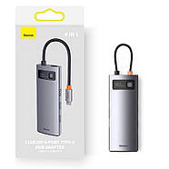 USB Хаб Baseus 4в1 Metal Gleam Series Type-C Hub 4xUSB3.0 (сірий), фото 10