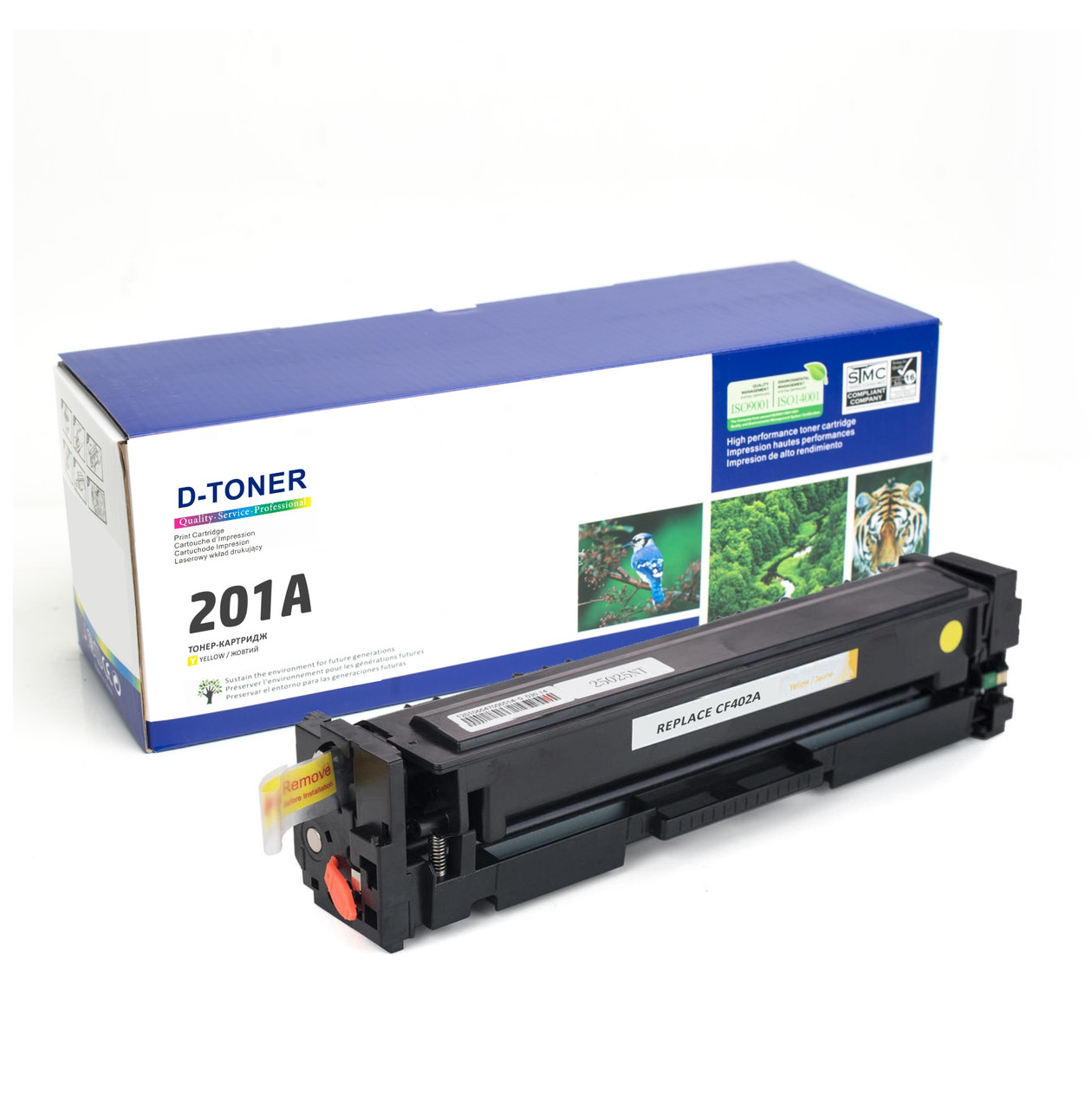 Сумісний картридж HP 201A YELLOW (CF402A) жовтий, стандартний ресурс, 1400 стор., D-TONER