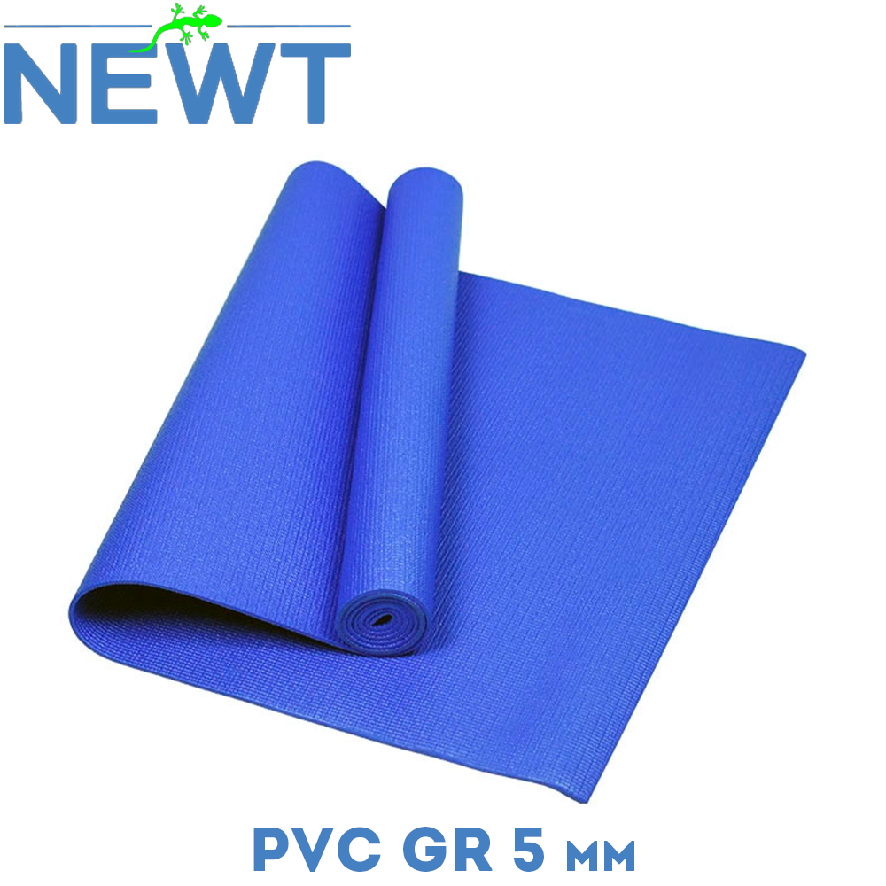 Килимок для йоги йога мат килимок для фітнесу та гімнастики з чохлом Newt PVC GR 5 мм, синій
