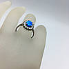 Срібне кільце з блакитним опалом і білими фіанітами, фото 5