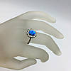 Срібне кільце з блакитним опалом і білими фіанітами, фото 8