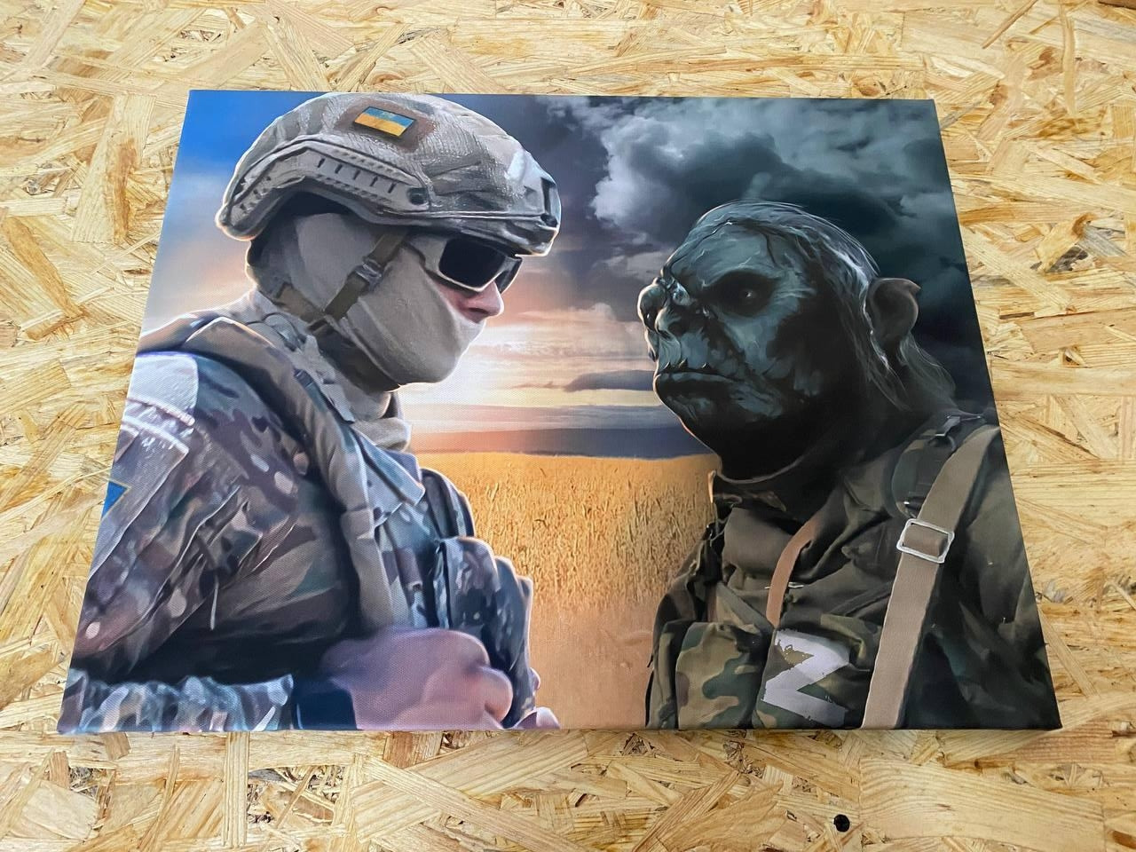 Інтер'єрна картина постер Український воїн проти орка 40х50 без дефектів