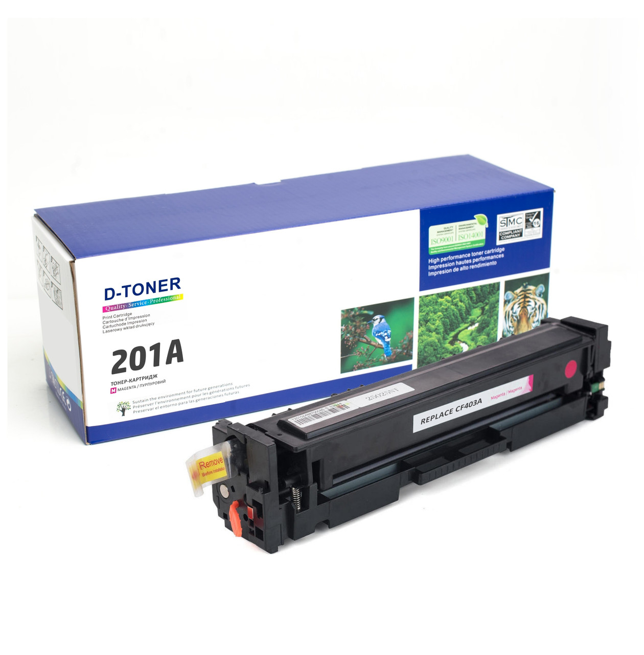 Сумісний картридж HP 201A Magenta (CF403A) пурпурний, стандартний ресурс, 1400 стор., D-TONER