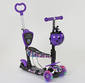 Самокат-біговел 5в1 Best Scooter з принтом Абстракція, 19870 Орхідея
