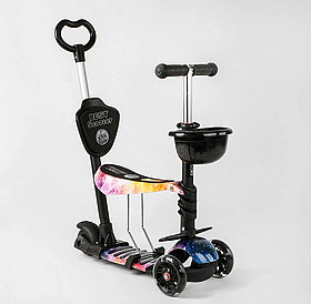 Самокат-біговел 5в1 Best Scooter з принтом Абстракція, 16102 Зіркове небо