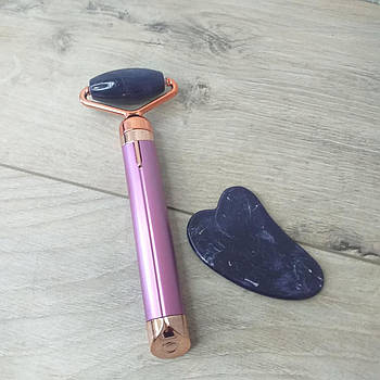 Електричний ролик-маспер для обличчя Wanhengda Contour зі шкребком Гуаша Фіолетовий (KG-6530)