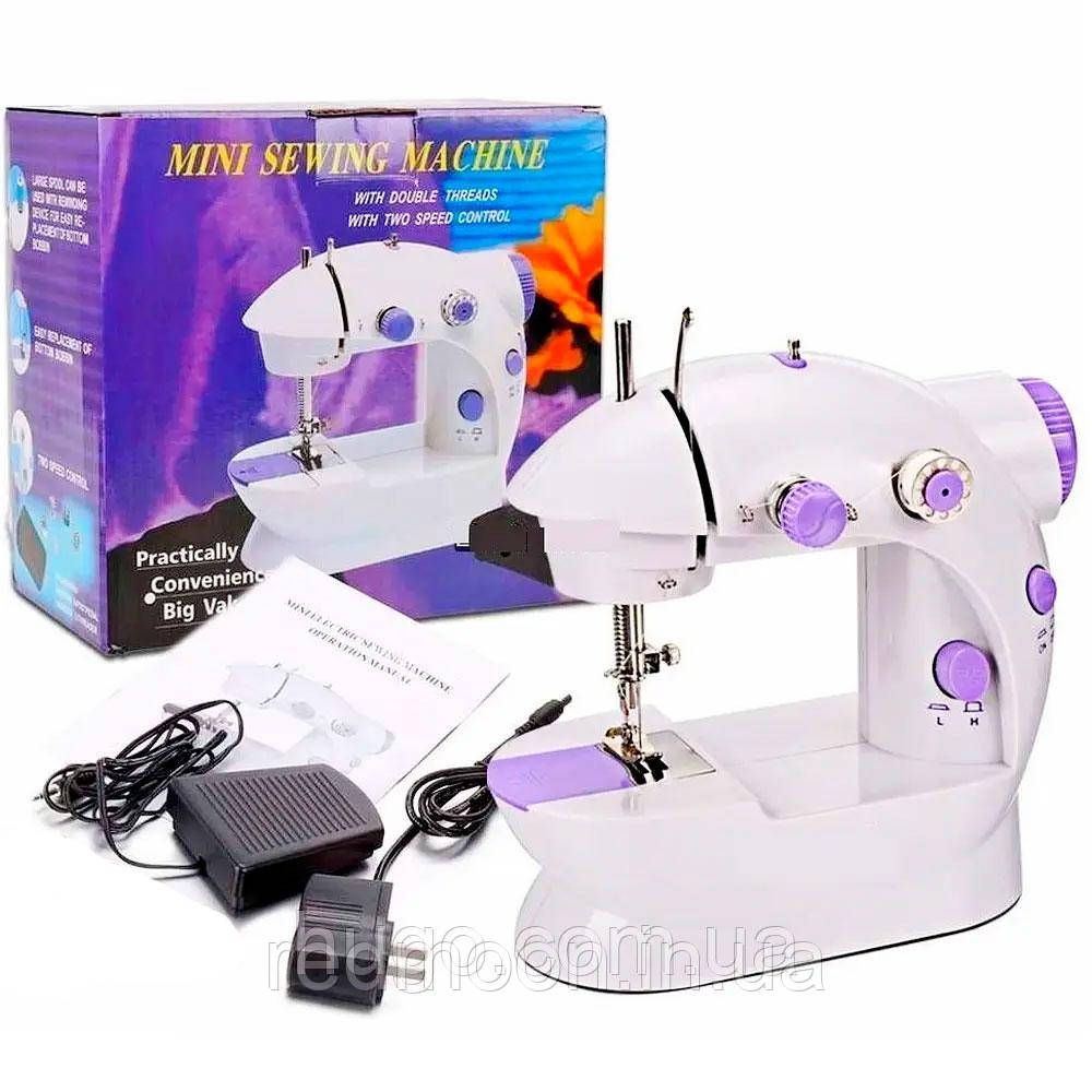 Швейна Машинка портативна 4в1, Mini Sewing Machine SM-201 / Машинка для шиття з адаптером та педаллю