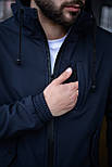 Куртка чоловіча SoftShell вітровка осінь-весна демісезонна тактична синя. Живе фото, фото 5