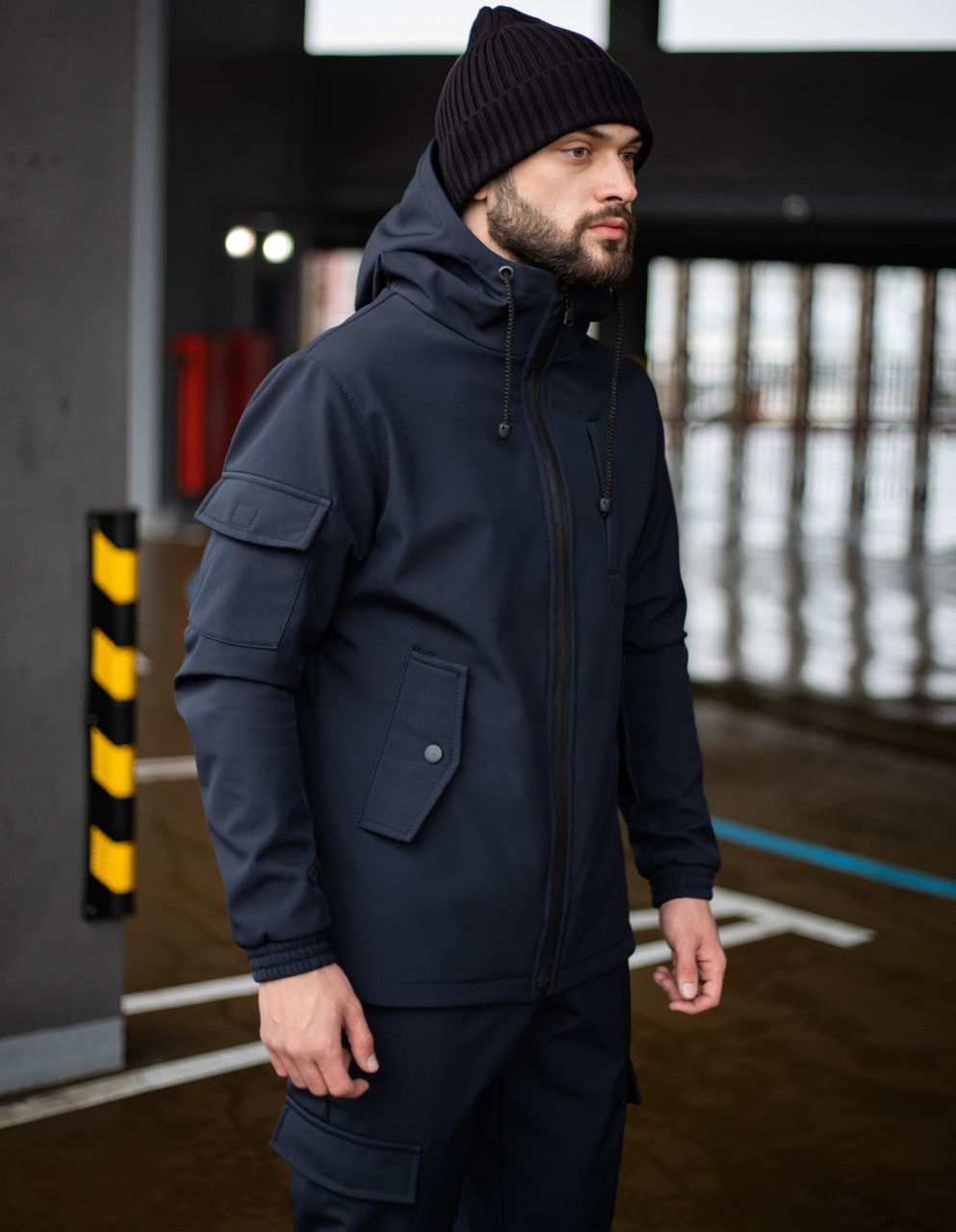 Куртка чоловіча SoftShell вітровка осінь-весна демісезонна тактична синя. Живе фото, фото 1