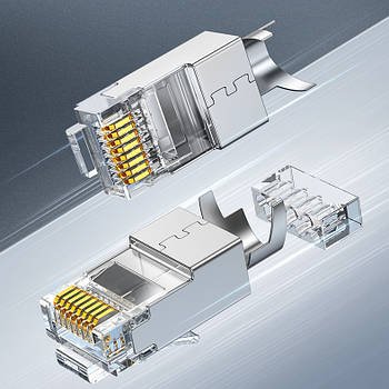 Конектори до патч-корду RJ45 FTP Cat7 10шт UGREEN Shielded Modular Ethernet Plug Gold-plated 50U (NW193)