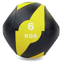 Мяч медицинский медбол с двумя ручками Record Medicine Ball FI-5111-6 6кг черный-желтый Код FI-5111-6