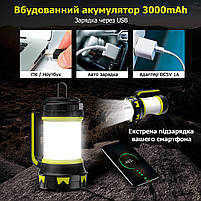 Ліхтар акумуляторний світлодіодний кемпінговий H-26 з функцією PowerBank, фото 4
