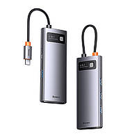 USB Хаб Baseus 4в1 Metal Gleam Series Type-C Hub 4xUSB3.0 (сірий)