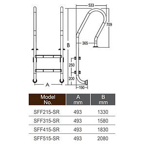 Сходи для басейну Emaux Mixta SFF515-SR (5 сходинок), AISI-304, фото 4