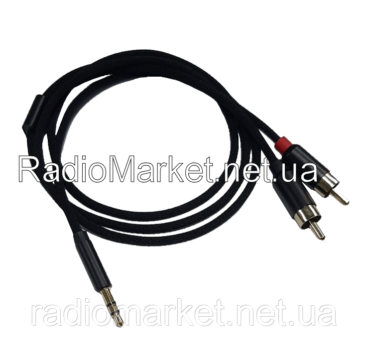 Шнур штекер 3,5 мм стерео - два штекера RCA, 1метр, фото 1