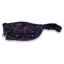 Поясна сумка бананка слінг кросбоді crossbody синя на пояс тканинна два відділа кишені Dolly 157, фото 3