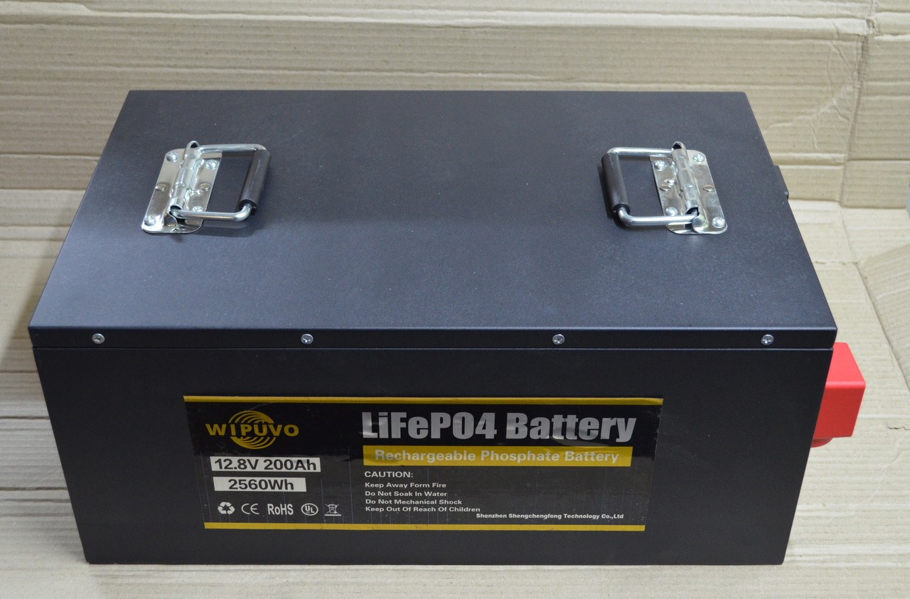 Літій-Залізо-Полімерна акумуляторна батарея WIPUVO 12200-USB LiFePO4 12 В 200 AH BMS (WI12200-JSK-USB), фото 1