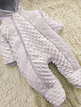Демісезонний конверт + комбінезон на виписку, плюшевий з мереживом, білий, фото 6