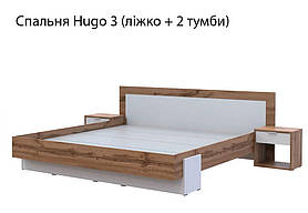 Спальний гарнітур Hugo 3 Doros Тахо / Білий (літати з тумбочками), сучасна спальня в скандинавському стилі
