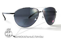 Тактические очки бифокальные защитные Global Vision Aviator Bifocal (+2.0) (gray) серые