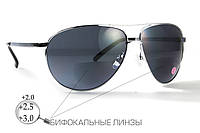 Тактические очки бифокальные защитные Global Vision Aviator Bifocal (+3.0) (gray) серые