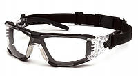 Тактические очки защитные с уплотнителем Pyramex Fyxate (clear) H2MAX Anti-Fog, прозрачные
