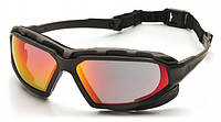 Тактические очки защитные с уплотнителем Pyramex Highlander-PLUS (sky red mirror) Anti-Fog, красные зеркальные