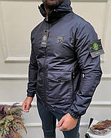 Мужская стильная ветровка Stпе ІsІапd (тёмно-синяя). Легкая куртка с капюшоном на весну