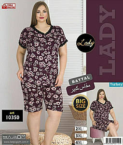 Жіночий комплект для сну футболка та шорти великого розміру Туреччина