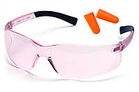 Тактические очки защитные Pyramex Mini-Ztek (light pink) combo, розовые (беруши входят в комплект)
