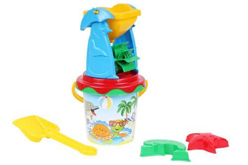 Пісочний набір "Мельниця 5" (дрібниця, ведмедик, лопатка, сито, 2 пасочки), фото 1