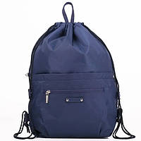 Рюкзак сумка мешок тканевый на шнурках для сменной обуви с карманами синий Dolly 841