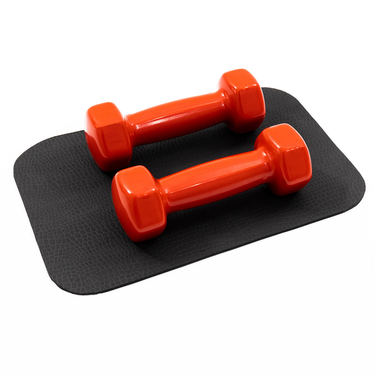 Гантелі для фітнесу вінілові цільні (нерозбірні) + килимок OSPORT Profi 2шт по 1 кг (OF-0201) Червоний, фото 1