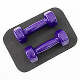 Гантелі для фітнесу вінілові цільні (нерозбірні) + килимок OSPORT Profi 2шт по 2 кг (OF-0202) Фіолетовий, фото 2