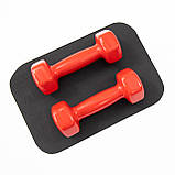 Гантелі для фітнесу вінілові цільні (нерозбірні) + килимок OSPORT Profi 2шт по 2 кг (OF-0202) Червоний, фото 2