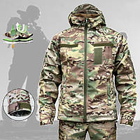 Водозахисна Тактична Куртка на Флісі (48-58р) Софтшел для військових Демісезон Мультиким